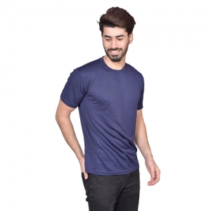 Navy Blue Dry Fit Round Neck T Shirt Manufacturers in Delhi
